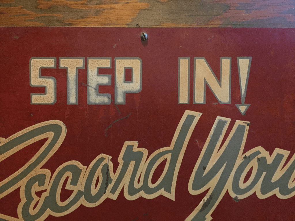 STEP IN sign detail on SongByrd's Voice-O-Graph
