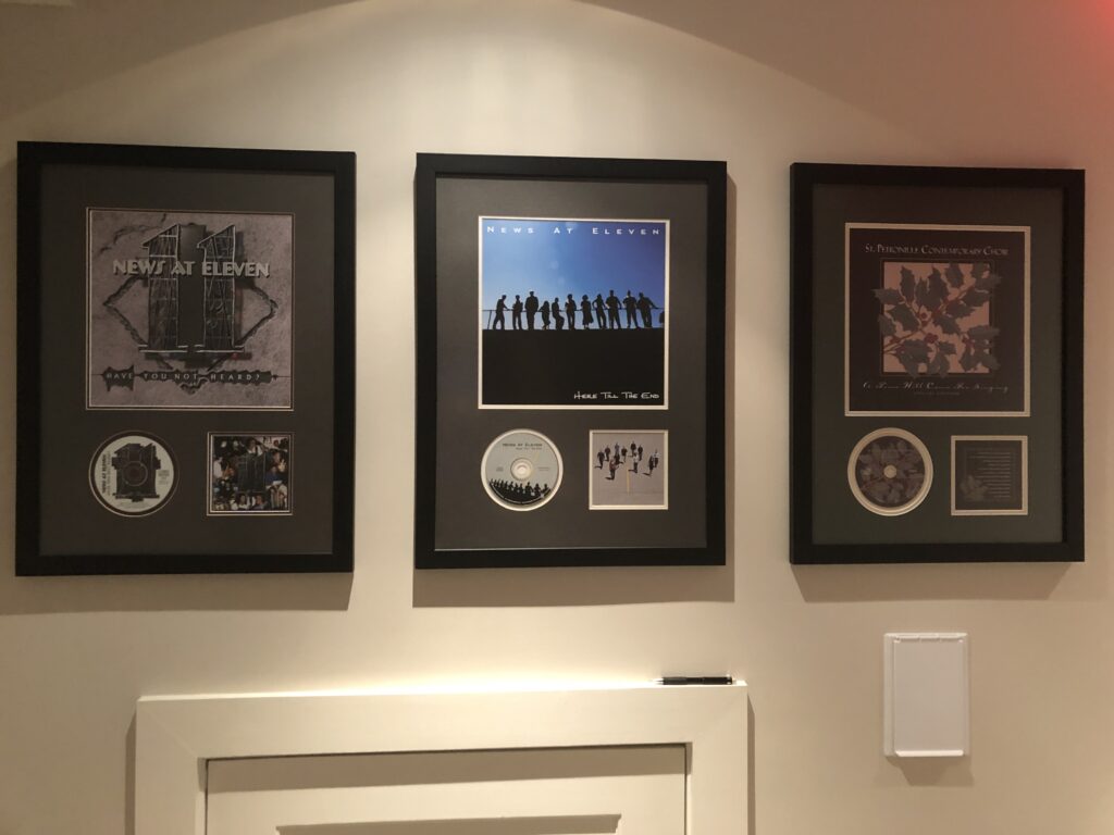 Commemorative artwork in the hallway of Undisclosed Location Studios